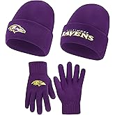 Ultra Game Adults NFL Official 2 Pack Super Soft Winter Beanie Knit Hats with Warm Touch Screen Gloves