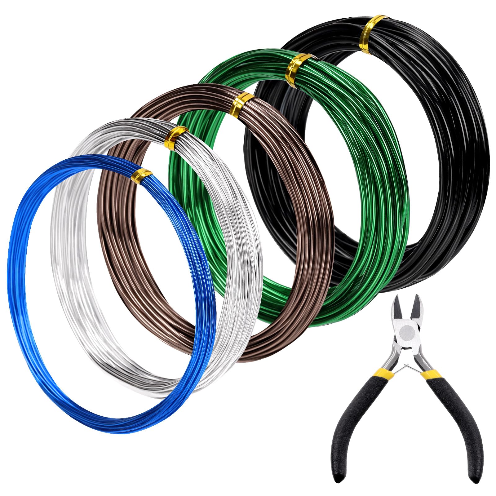 Mardatt Bonsai Training Wire, Anodized Aluminium, 0.8mm, 1.0mm, 1.5mm, 2mm, 3mm, with Wire Cutter for Bonsai Branch Design