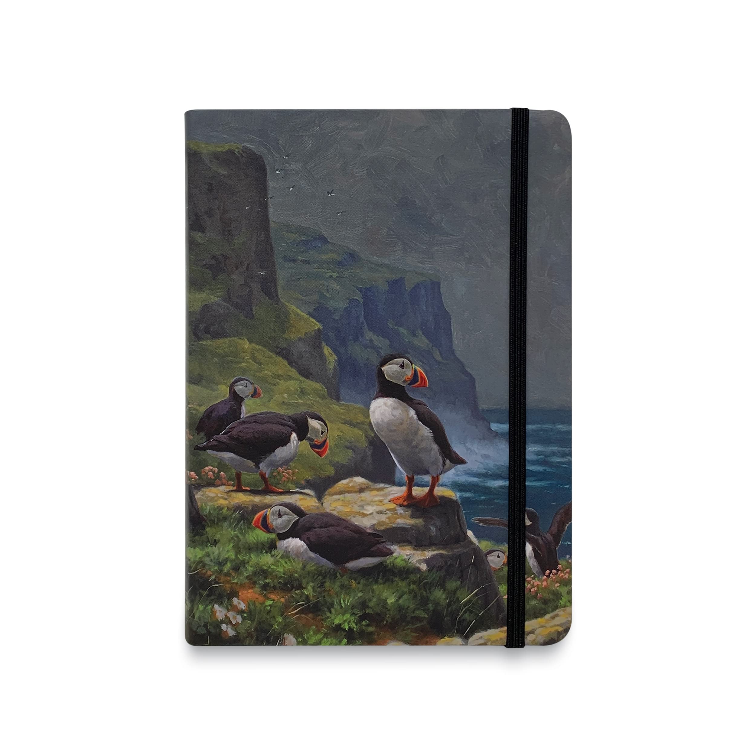 Puffins Roosting Flexible Pocket Notebook by Julian Friers - Memo Writing Pad - Stationery
