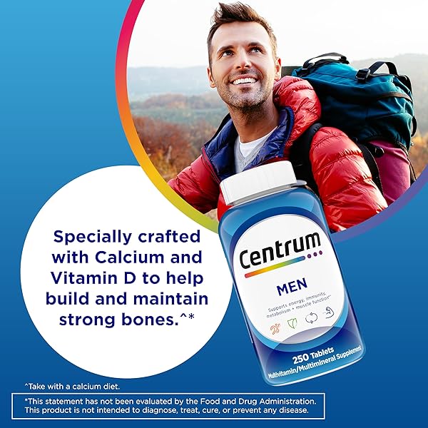 CENTRUM MULTIVITAMIN FOR MEN, MULTIVITAMIN/MULTIMINERAL SUPPLEMENT WITH VITAMIN D3, B VITAMINS AND ANTIOXIDANTS, GLUTEN FREE, NON-GMO INGREDIENTS – 250 COUNT