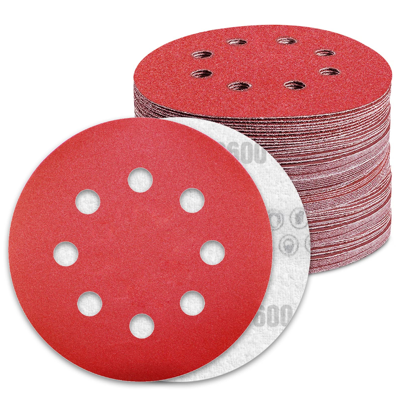 Awutzut 125mm Sanding Discs 600 Grit for 5 inch Discs Pads Hook and Loop Orbital Sander (100PCS) — image 1