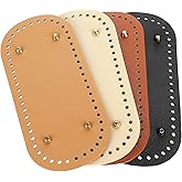 COMNICO Bag Bases for Crochet, 4Pcs Oval Leather Bag Bottom Pad Knitting Crochet Base with Holes 4 Colors Purse Bottom Shaper Pad for Handbag Purse Tote Shoulder Crossbody Bag Crafts Making