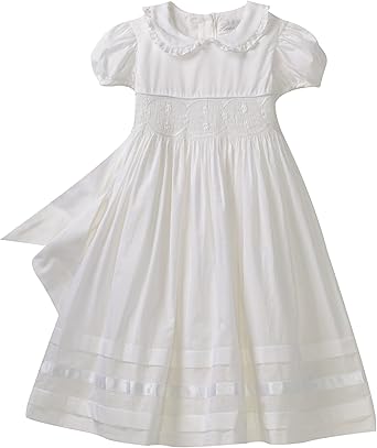 white smocked flower girl dress