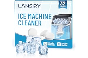 LANSIRY Ice Machine Cleaner Tablets and Descaler, 32 Count Ice Maker Cleaner Tablets for Countertop Portable Ice Makers, Nickel-Safe Removes Scale, Odor & Mineral Buildup for Fresh-Tasting Ice