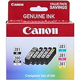 Canon PGI-280/CLI-281 Genuine Combo Pack, Compatible with TR8520, TS9120,TS8120, TS6120, TS9521C/a, TS9520/a, TS8220, TS6220,