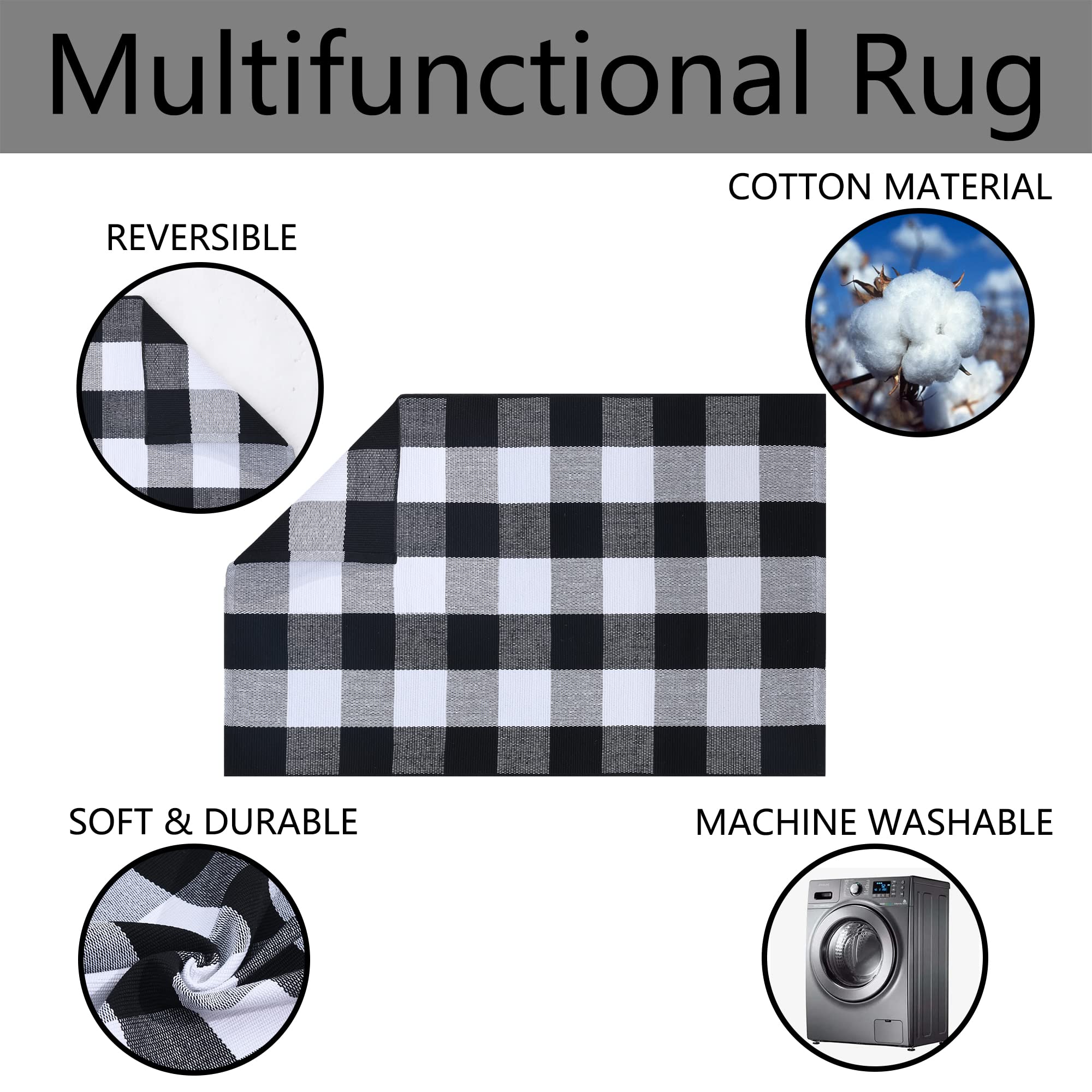 100% Coco Coir Welcome Mat + 28 x 43 Inches Buffalo Plaid Rug Combo Set - Farmhouse Front Porch Entryway Fall Decor Floor Mat, Doormat Indoor Outdoors Spring Mats Home Sweet Home - Image 4