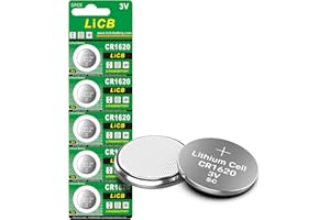 LiCB 5 Pack CR1620 Battery, Long-Lasting & High Capacity CR 1620 Lithium Batteries,3V CR1620 Coin & Button Cell for Car Remote & Key Fob