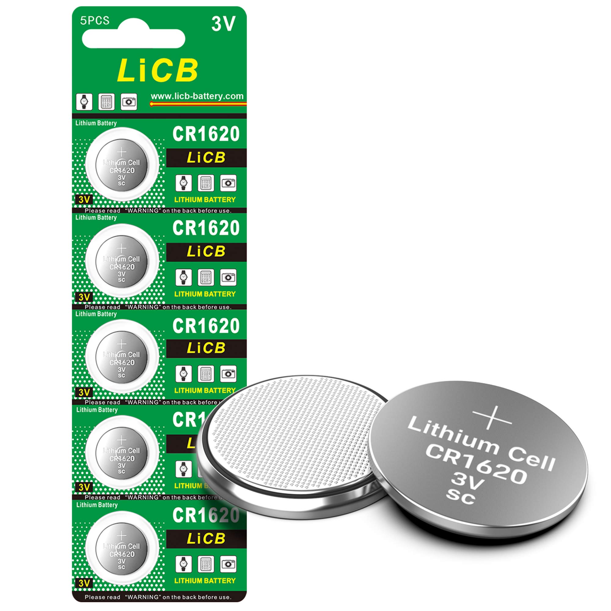Photo 1 of LiCB 5 Pack CR1620 Battery, Long-Lasting & High Capacity CR 1620 Lithium Batteries,3V CR1620 Coin & Button Cell for Car Remote & Key Fob