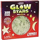 Glow in The Dark Stars for Ceiling; 300 Count & 4 Bonus Moon Phases, Glow Stars with and Moon, Stars for Ceiling, Wall Decals