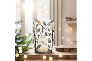 EODME Farmhouse Candle Holder with Glass Vases, Large Hurricane Pillar Candle Holder, Vintage Metal Candle Stand Decorative for Table Centerpiece, Wedding, Party, Christmas Decor, 5.5" W*9.5" H