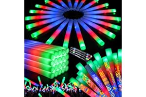 LovesTown 20PCS LED Foam Sticks, Glow Sticks Bulk Party Favors with 3Modes Flashing, Glow in The Dark Party Supplies for Wedding, Spooky Celebrations, Camping, Birthday, Carnival, New Year