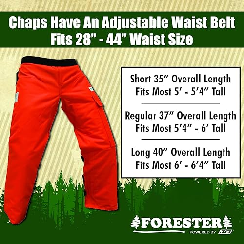 FORESTER Chainsaw Chaps Safety Apron - Adjustable Waist 28-44, UL Certified Leg Protection
