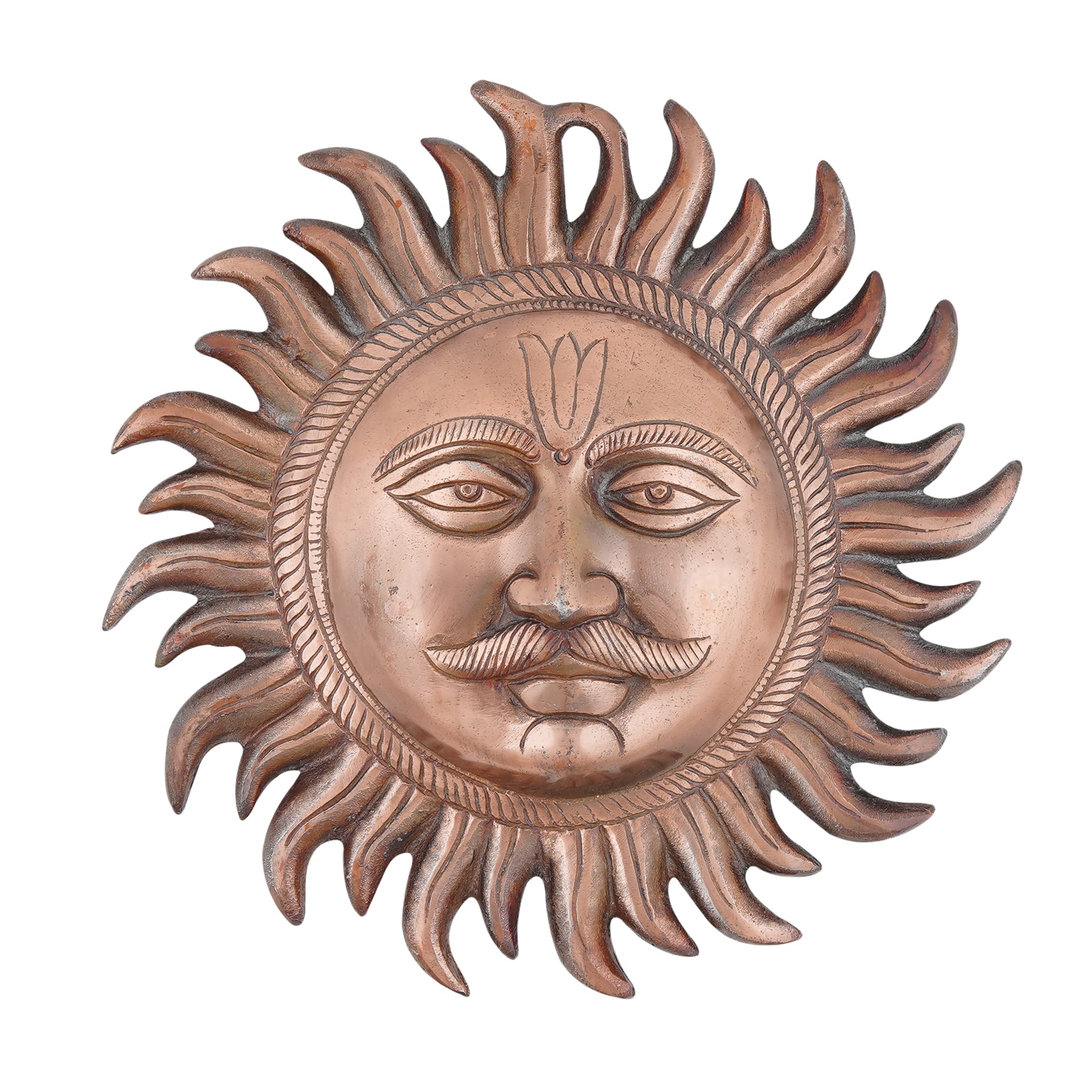 Craft Trade Copper Sun Idol Vastu Items Good Luck for Home Living Room and Bedroom Wall Hanging Decor - 9.5 Inches
