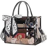 ASKSKY Clear Tote Bag Stadium Events Transparent Clear Purse for Women Thick PVC Shoulder Bag with Guitar Strap for Concert