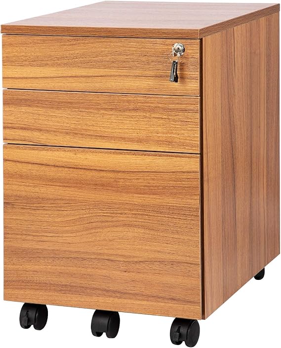 TOPSKY 3 Drawers Wood Mobile File Fully Assembled Except