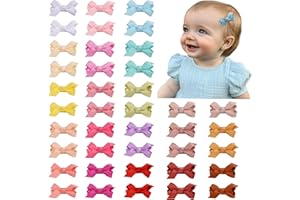 Ruyaa Mini Hair Bows Snap Clips for Fine Hair Baby Girls,First Hair Bows for Newborn Infant,Hair Accessories,Baby Fringe Side Clips,Small Baby Barrettes,Mini Bows,Hair Pins 40pcs (B-40pcs)