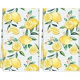 JarThenaAMCS 2Pcs Lemon Kitchen Towel Summer Lemon Dish Towels 18 x 28 Inch Hand Drying Tea Towel for Cooking Baking Cleaning