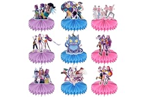 ZSOLNZB 9pcs Demon Movie Hunters Honeycomb Table Centerpiece,Demon Movie Hunters Birthday Party Supplies Table Decorations for Party Decorations