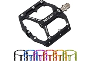 JETCAT Mountain Bike Pedals Flat - MTB Pedals Flat, Bicycle Pedals, Road Bike Pedals, BMX Pedals, for BMX MTN Road Gravel EBike, Specialized Parts, Adults, Aluminum Metal Stamp 9/16"