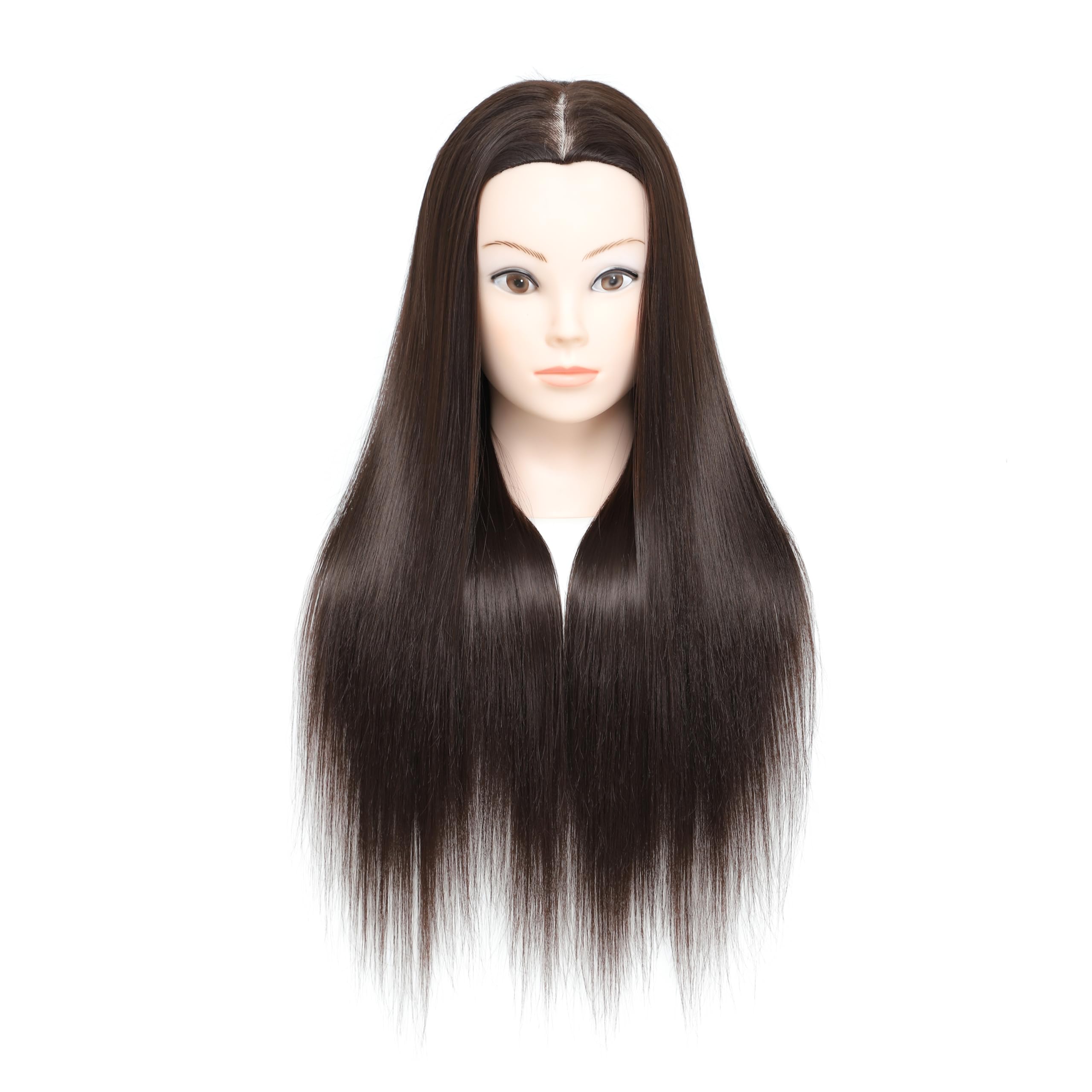 Training Head,26-28 Inch Hairdressing Head 100% Synthetic Fiber Cosmetology Mannequin Head with Free Clamp for Braiding Stying (Black)