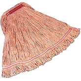 Rubbermaid Commercial Products Super Stitch Mop Head, Red, 24oz, 1in Band | Mop Head Replacement, Cotton and Synthetic Yarn Blend, Enhanced Absorbency and Strength, Looped Ends, for Floor Cleaning