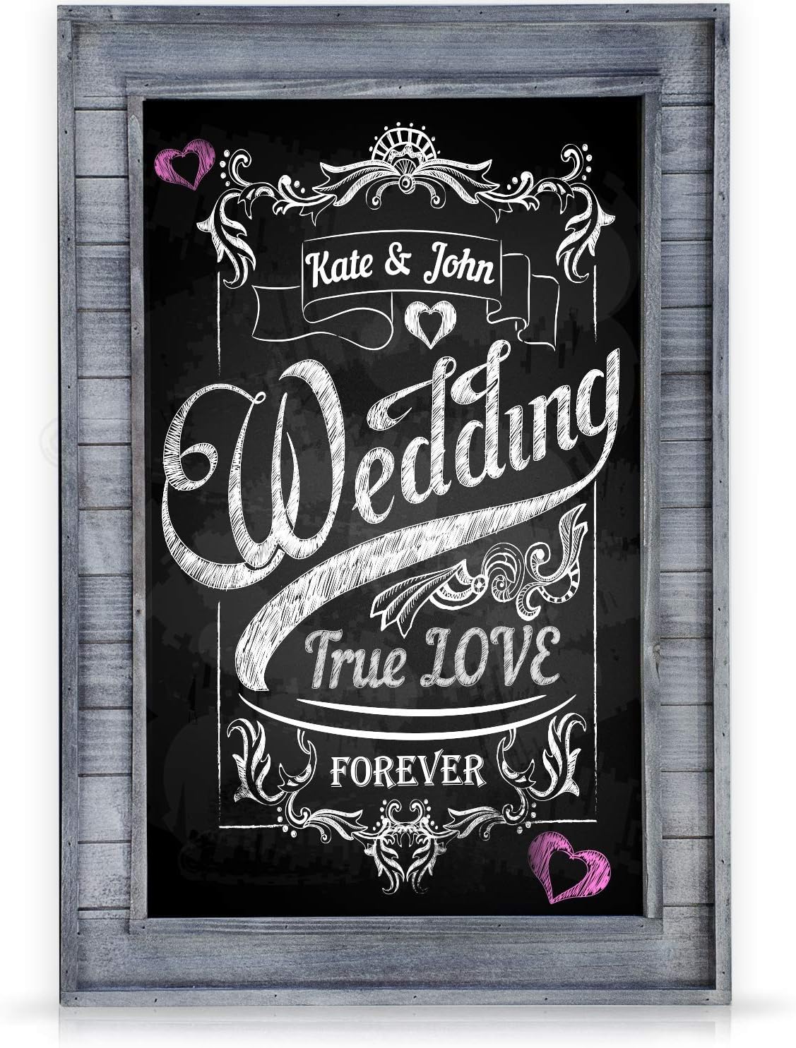 Large Decorative Chalkboard Framed by Rustic Gray Inset Frame - 20 x 30 inch - Horizontal OR Vertical Wall Mount for Restaurant Menu or Kitchen Decor - Large Writing Area for Memos, Lists, Menu & More