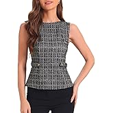 Allegra K Tweed Top for Women Elegant Sleeveless Crew Neck Business Casual Blazer Vest Tops