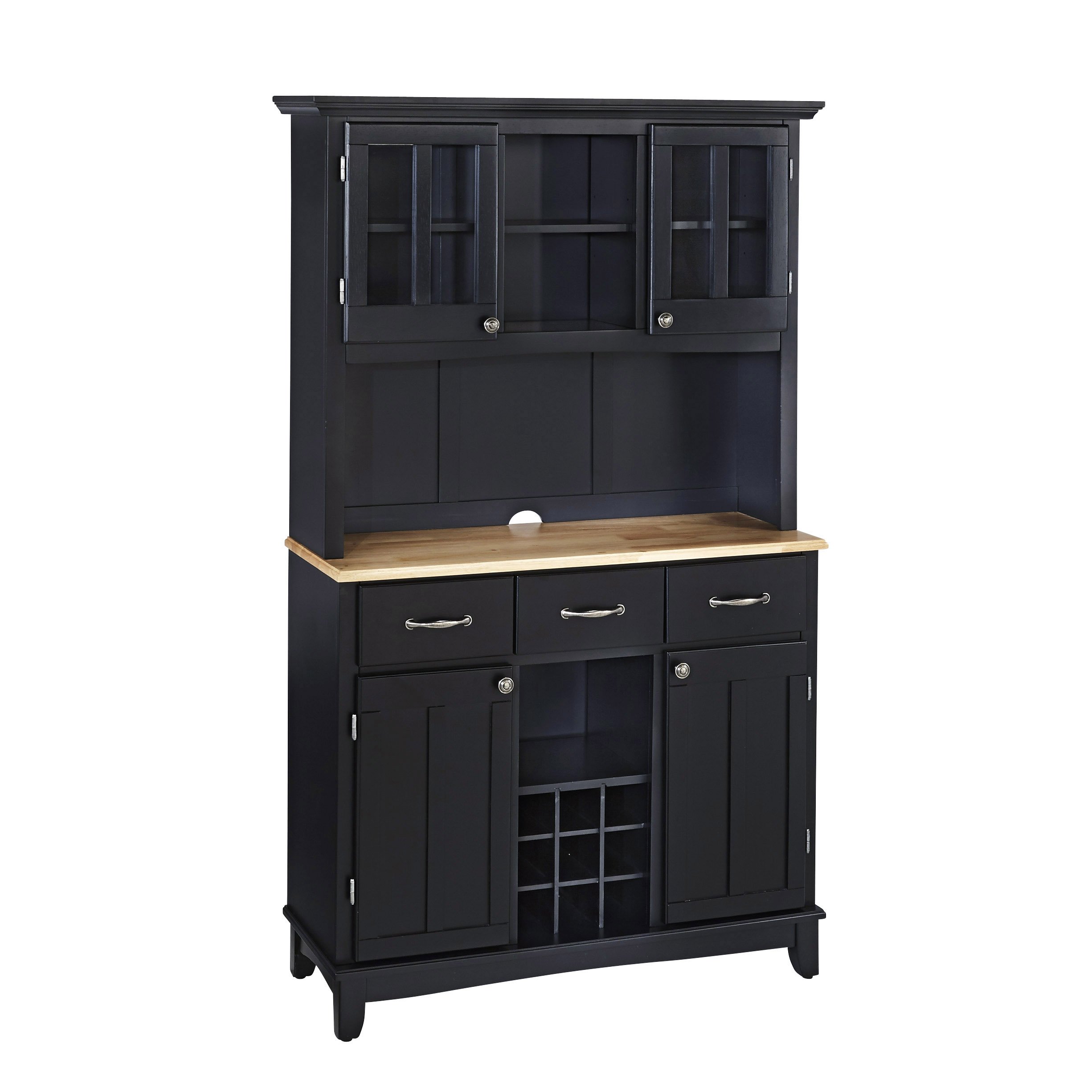 Buffet of Buffets Black with Natural Wood Top with Hutch by Home Styles; PHOTO IS LIKENESS