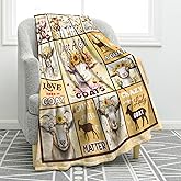 Jekeno Goat Sheep Gifts Blanket for Women Girls Mom Sister Friends Birthday Valentines Christmas Goats Sheeps Floral Print Presents Decor Home Sofa Couch Soft Cozy Plush Throw for Kids Adults 50"x60"