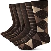 Yousu Mens Dress Socks Business Casual Solid Pattern Cotton Crew Sock 6 Pairs, Valentines Day Gifts for Men Boys