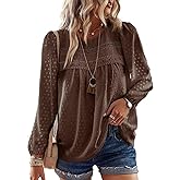 Falechay Boho Tops for Women Long Sleeve Shirts Crewneck Flowy Womens Blouses Dressy Casual Lace Hem Clothing Trendy 2026