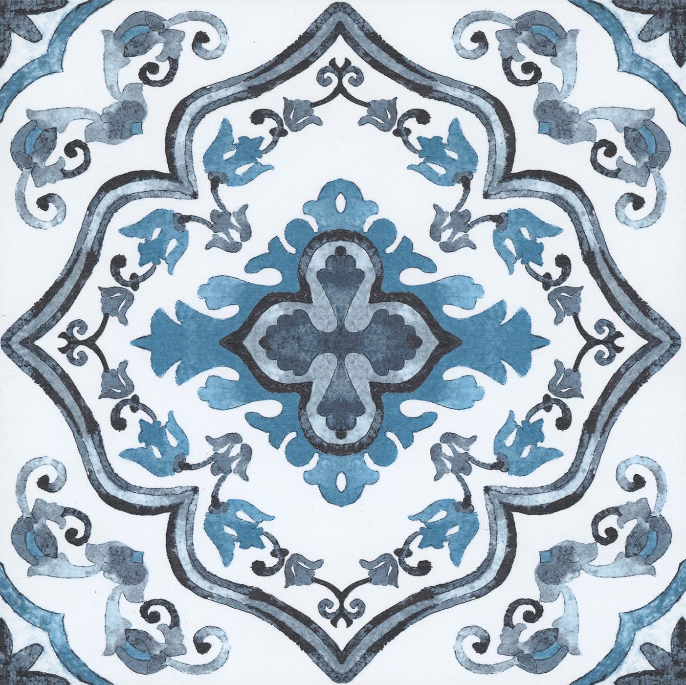 FloorPops FP3932 Marrakesh Floor Tiles, Blue