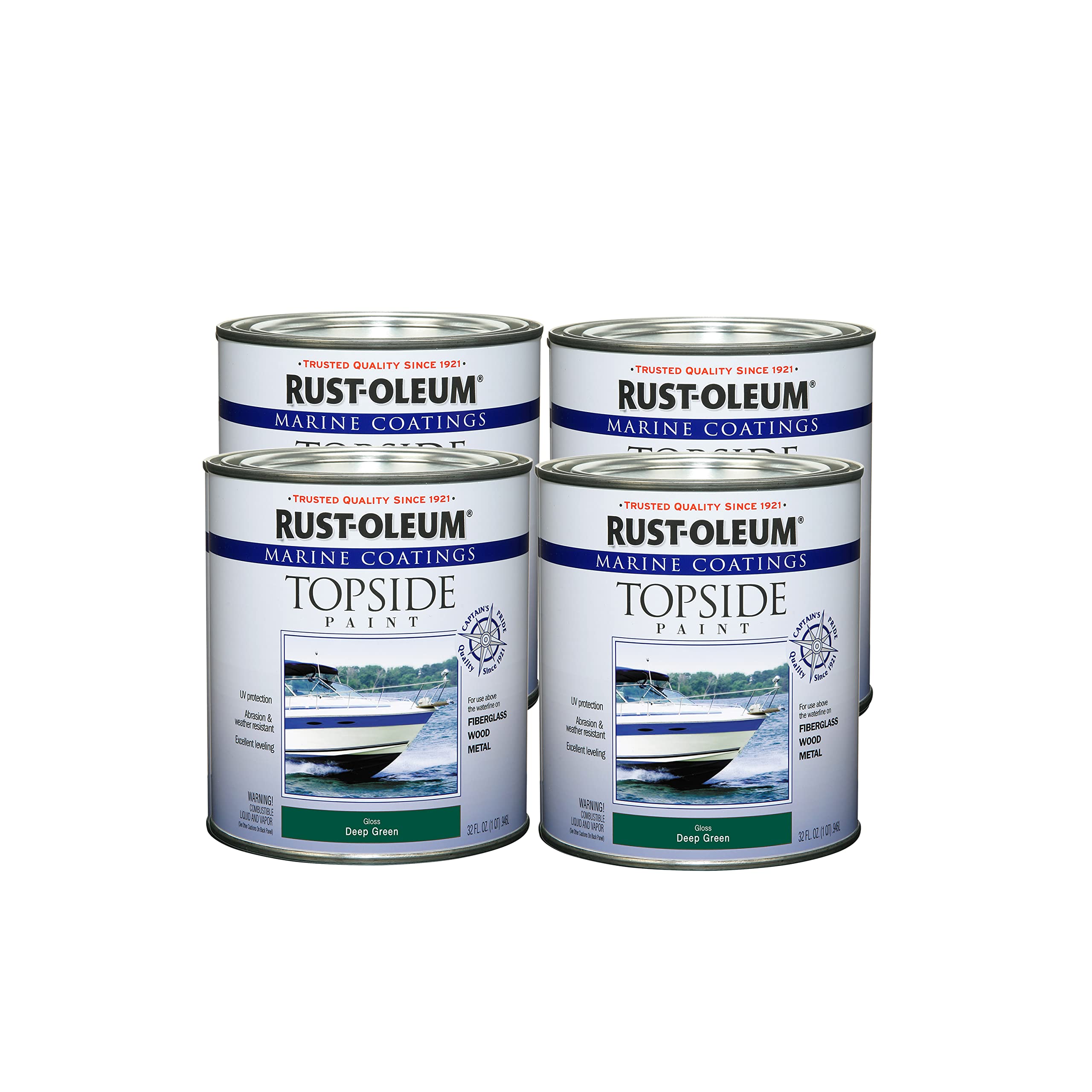 Rust-Oleum 207007-4PK Marine Topside Paint, Deep Green, 32 Fl Oz (Pack of 4) Image Rust-Oleum 207007-4PK Marine Topside Paint, Deep Green, 32 Fl Oz (Pack of 4) Image