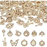 Bestewelry 44Pcs Golden Rhinestone Charms Pendants Crystal Cross Heart Tree Butterfly Dangle Charms Shiny Hollow Alloy Charm for DIY Necklace Bracelet Earrings Craft Jewelry Making 11 Styles