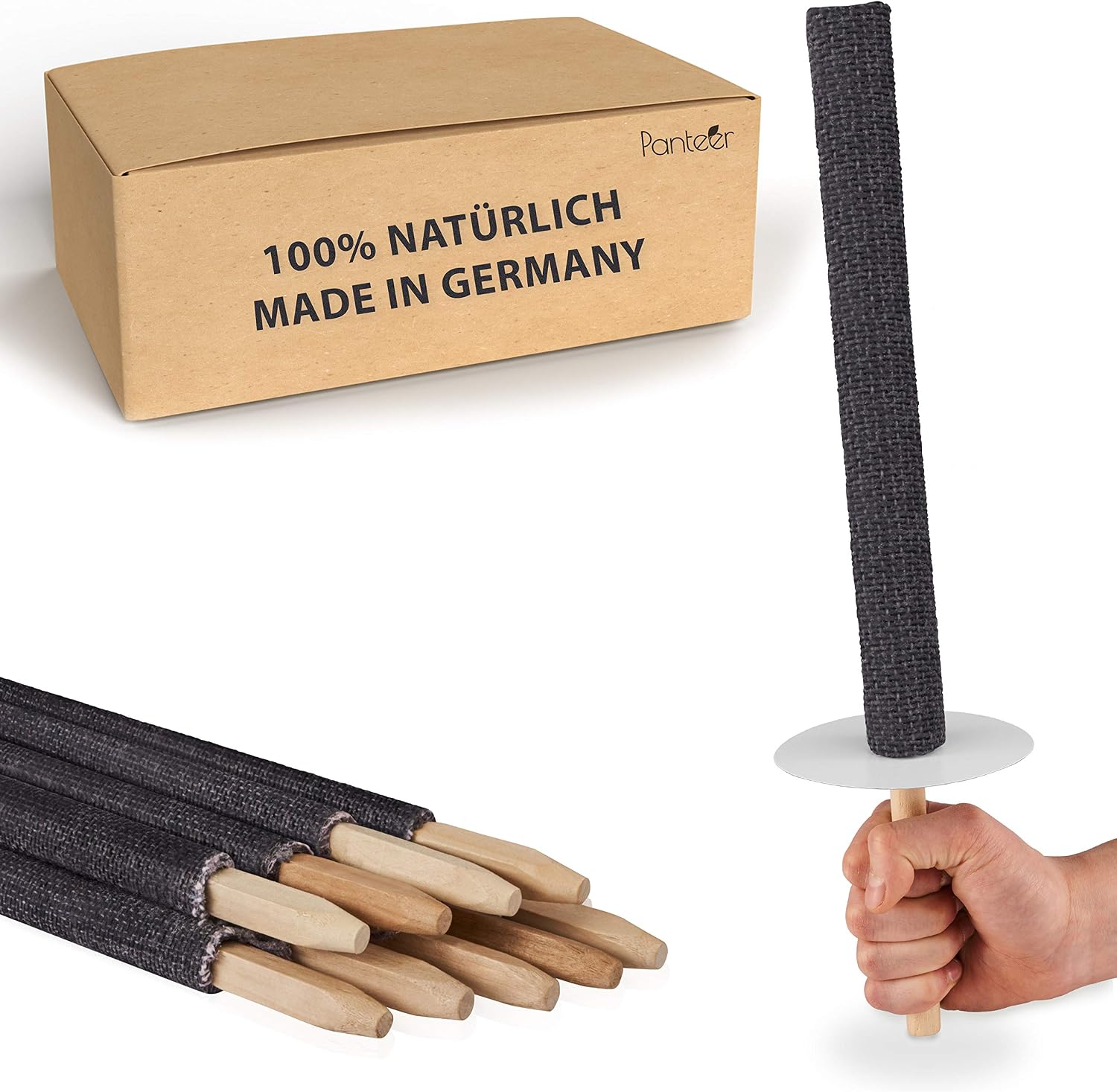 Panteer ® Torches Made of Natural Wax, for a Hike with Children or Friends Made in Germany, 45 Minutes Burning time
