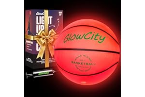 GlowCity Glow in The Dark Basketball - Sizes 5, 6, 7 Light Up Ball for Kids, Teens & Adults - Red Glow for Outdoor Games - Sports Birthday Gifts Ideas for Boys Ages 6 7 8 9 10 11 12 13 14