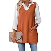 Zeagoo Women's Sweater Vest 2026 Oversized Sleeveless V Neck Pullovers with Pocket Knitted Fall Outfits