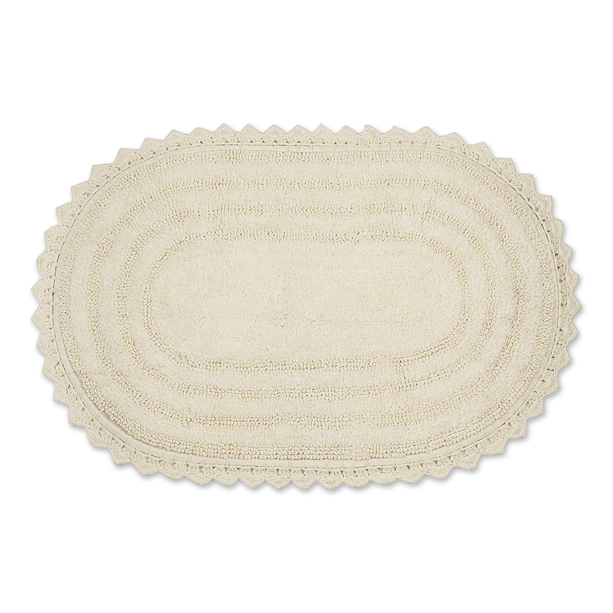 DII Crochet Collection Reversible Bath Mat, Large Oval, 21x34, Off White — image 1
