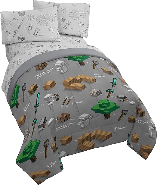 Amazon Com Jay Franco Minecraft Survive 5 Piece Full Bed Set