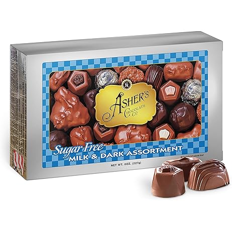Asher's Sugar Free Chocolate Candy Assortment - Kosher, Keto, Milk & Dark Chocolates (15 pieces, 8 oz.)