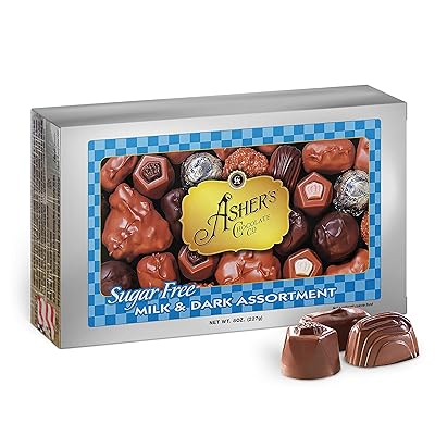 Asher's Chocolate, Sugar Free Chocolate Candy, Milk and Dark Chocolate Assortment, Small Batches of Kosher Chocolate, Family Owned Since 1892, Assorted Keto Chocolate (8 oz.)