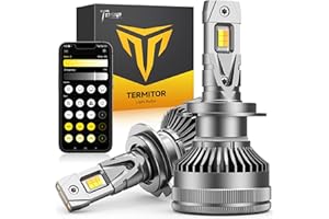 Termitor Smart H7 Light Bulb, 0-60000LM 1500% Super Brighter, App-Controlled Dimming & Color Temperature, 3000K Yellow to 6500K Cool White for Bluetooth H7 Fog Light, Plug and Play, Pack of 2