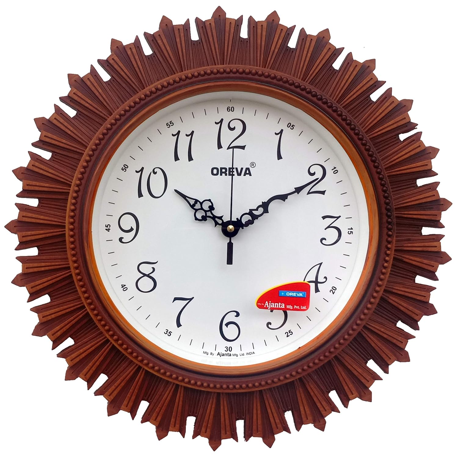 Buy Oreva Plastic Wooden Look Designer Wall Clock (32.5 x 32.5 x 4.8 cm