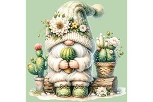 YANFAIRY Diamond Painting Kit Gnome Succulents - Round Drill Full Drill Coverage Diamond Art Kits, DIY Adult Paint with Diamond Craft for Home Wall Decor, Perfect Stress Relief Gift (Complete Tools Included)