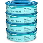 Amazon Basics Diaper Pail Refills for Diaper Genie Pails, Unscented, 1080 Count (4 Packs of 270 Count) (Previously Mama Bear)