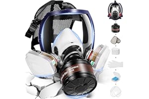 WJJIYR Full Face Respirator Mask, Gas Masks Survival Nuclear and Chemical, Gas Respirator with Activated Carbon Filters