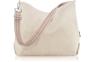 Prite Women’s Corduroy Tote Bag with Zipper, Stylish Shoulder Bag with Adjustment Straps for Work, Travel, Daily Use