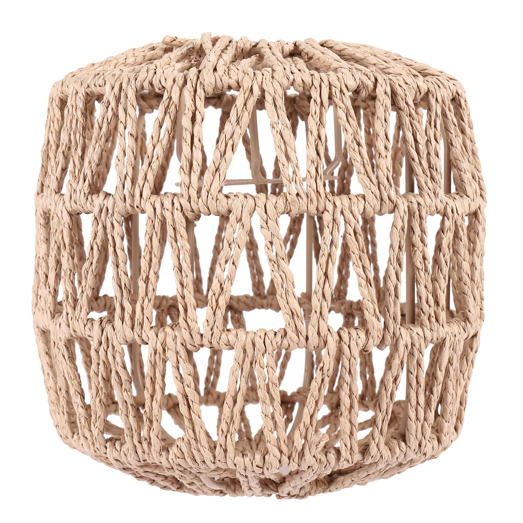 Giilayky Simulated Rattan Lamp Cover Handmade Woven Chandelier Vintage Lampshade Home Decor Hanging Pendant Bedroom (16.5 * 16)