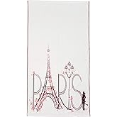 Naanle Chic Romantic French Paris Eiffel Tower Butterfly Luxury Soft Large Decorative Hand Towels Multipurpose for Bathroom, Hote, Gym and Spa (16" x 30",White)