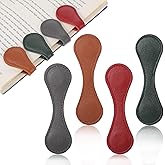4 Pcs Magnetic Bookmarks Leather Bookmark Vintage Book Marks for Reading Magnetic Bookmark for Men & Women Teachers Students Book Lovers (Red, Green, Brown, Grey)
